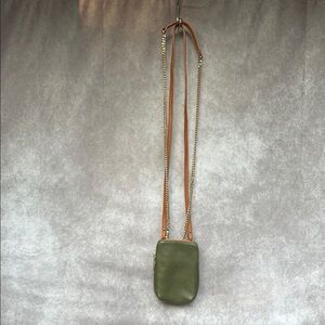 Valentina NWOT Olive Green Leather Crossbody Shoulder bag phone case purse